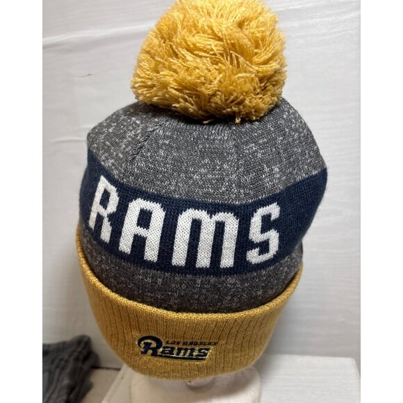 Los Angeles Rams New Era NFL Knit Pom Beanie Hat - Picture 4 of 9